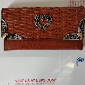 Texas Leather Manufacturing Woven Brown Wallet